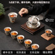 湘殊999純銀三才蓋碗黑彩鎏銀魚化龍蓋碗單個(gè)中式防燙茶碗輕松禮盒裝 黑彩鎏銀-魚化龍蓋碗套裝 150ml