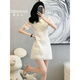 歌芭杉（GEBASHAN）品牌女裝新品小香風(fēng)連衣裙女裝2025夏季新款氣質(zhì)收腰設計感裙子女 米白色 S