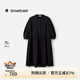 播商場同款黑色簡約圓領(lǐng)短袖連衣裙女25夏新款寬松裙子BDS7LD2951 K40玄黑 M