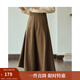茵曼（INMAN）羊毛呢半身裙2025春秋女裝新款小個子百褶A字裙子 咖啡色 M
