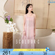 三彩2025夏季新款新中式飄逸網(wǎng)紗雪紡連衣裙仙氣C