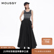 moussy【鐘楚曦同款】 復古風條紋針織拼接背心連衣裙028ISZ70-3861 163深灰色 均碼