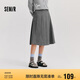森馬（Semir）森馬半身裙女仿毛呢裙子24冬新款A(yù)字百褶裙遮胯顯瘦109724120001