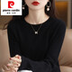皮爾卡丹（pierre cardin）休閑寬松圓領(lǐng)毛衣女秋冬大碼內(nèi)搭薄款外穿氣質(zhì)百搭低領(lǐng)針織打底衫 黑色 S