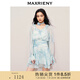 MAXRIENY浪漫度假連衣裙暈染印花仙女森系氣質(zhì)裙子 藍(lán)花 S 01/34