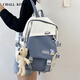 CHALL KITTY輕奢雙肩包女2025新款初中生高中生書包電腦背包大學(xué)生旅行雙肩包 藍(lán)色【網(wǎng)紅熊掛件+隨機(jī)徽章】
