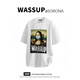 WASSUP UOSNE短袖T恤男女情侶裝美式潮高定sorona350克7A級抗菌UPF50+免燙抗皺 蒙娜麗莎的口罩-高定白 L 【建議120-135斤】