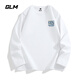 GLM白色長(zhǎng)袖t恤男春秋季重磅男裝打底衫純棉吸汗寬松大碼男士衣服