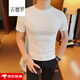 古德羅貼身短袖男t恤韓版修身半袖男士緊身體恤純色純棉衣服打底衫 白色 XL 【120-140斤】