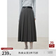 自巧小個子高腰顯瘦A字壓褶半身裙女2024冬裝新款梨型身材百褶裙 水貂灰 L （5碼）