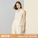 顏域白色V領(lǐng)背心女夏裝2025新款高級感外穿無袖寬松小蕾絲上衣女 米白 M