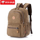 酷奇袋鼠加厚耐磨帆布雙肩背包男女通用中小號戶(hù)外出行背包輕便帆布休閑包 咖色