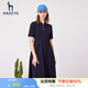 哈吉斯（HAZZYS）女裝 夏季款【防曬】休閑通勤腰帶polo領連衣裙AQWSE03BE03 藏青色NV M (165/88A 40)