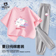 小豬班納女童套裝夏季2026款小女孩純棉洋氣圓領(lǐng)短袖兒童夏裝防蚊褲兩件套
