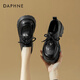 DAPHNE達芙妮厚底樂(lè )福鞋女新款女鞋冬季加絨保暖英倫風(fēng)學(xué)院增高jk小皮鞋 黑色 跟高7cm（春秋款） 36 (230mm) 標準碼