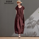 佰藍(lán)嬌短袖連衣裙女夏季2025新款女裝休閑大碼洋氣減齡媽媽長款裙子夏天 棕紅色 M （建議115斤內(nèi)）
