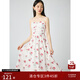 自巧小個(gè)子紅色碎花吊帶連衣裙女2024春夏新款針織開(kāi)衫中長(cháng)裙套裝 玫瑰印花吊帶裙 L (5碼)
