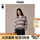 ELAND衣戀毛衣女polo領(lǐng)撞色條紋寬松長(zhǎng)袖休閑上衣2024冬新款 灰色(15)Grey M 165
