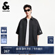 杰克·瓊斯（JACK&JONES）夏季寬松翻領紐扣單側口袋底擺刺繡時尚潮流襯衫男裝225204004 E42幻影灰 常規(guī) S