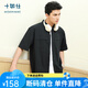 十如仕新品休閑工裝襯衫男寬松彈力短袖襯衣口袋春夏時尚海邊 CS22-01 黑色 XL