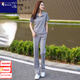 啄木鳥(niǎo)冰絲薄款運(yùn)動(dòng)套裝女夏季2025新款洋氣上檔次休閑時(shí)尚兩件套 灰色短袖兩件套  L 100-110斤