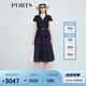 PORTS寶姿女裝2025春夏新款優(yōu)雅淑女經(jīng)典通勤拼接紗裙收腰連衣裙 丈青色 XS 2