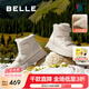 百麗（Belle）厚底羊毛雪地靴女靴加絨保暖休閑短靴棉鞋D1X1DDD4 米白-亮面皮 39 (245mm)
