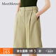 MeetMetro瑪依爾卡其色休閑褲女2025夏季新款高腰直筒短款小西褲 卡其【現(xiàn)貨閃電發(fā)】 M