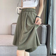棉致冰絲高腰闊腿短褲女夏季薄款2025新款寬松中褲五分褲休閑褲子女 1560咸綠色【高品質(zhì)18.5】 L 95-110斤