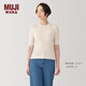 無印良品（MUJI）女式 使用大豆纖維羅紋編織圓領(lǐng)五分袖T恤 內(nèi)搭秋冬 BB2QYA4A 象牙色 S (155/80A)
