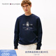 TOMMY HILFIGER25新款秋冬男女柔順雙面布休閑植絨徽章字母圓領(lǐng)衛(wèi)衣40048 藏青色DW5 XL （推薦：165-180斤）