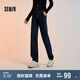 森馬（Semir）牛仔褲女抓毛長褲舒適復(fù)古風2024冬季潮流寬松錐形褲109724124003