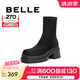 百麗（Belle）增高厚底彈力靴女商場款舒適時尚靴3MC61DZ4 黑色 38 (240mm)