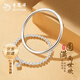 老鳳祥兩世歡足銀手鏈女蓮蓬古法轉(zhuǎn)運(yùn)珠手串七夕情人節(jié)禮物送女朋友老婆 兩世歡套裝【手鐲56圈口 15g±1g】品牌禮盒