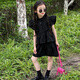 MOKITOUL女童連衣裙2025新款女孩夏天洋氣時尚高級感中大童薄款超好看裙子 黑色飛袖少女裙（高端禮盒包裝） 70 cm5 1