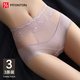 FitonTon3條蕾絲高腰內(nèi)褲女收腹薄款性感女士內(nèi)褲收小肚子不夾臀三角短褲