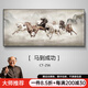 出寫八駿圖客廳掛畫馬到成功裝飾畫駿馬辦公室字畫茶室沙發(fā)背景墻國畫 CT-256【馬到成功】 160*70cm 【有機玻璃】黑色加厚鋁框