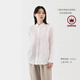 無印良品（MUJI）女式 漢麻水洗襯衫領長袖襯衫女士襯衣外套外衣 25年夏季女裝上衣 白色 M （160/84A）