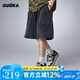 古由卡（GUUKA）復(fù)古洗褪針織短褲男春夏新款潮 青少年做舊透氣休閑褲子寬松百搭 黑色 S