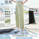 香影純棉九分休閑褲女2025夏季新款日系穿搭翻領寬松綠色直筒褲子 豆沙綠 M