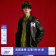 MLMR MY LIFE MY RULES秋季潮流時(shí)尚寬松PU皮鳶尾花印花男士夾克外套M233P3001 黑色 XS 165