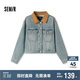 森馬（Semir）森柔牛仔|牛仔外套女短款翻領(lǐng)做舊秋夾克小個(gè)子街頭103524108001