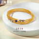 六福珠寶足金金彩石英質(zhì)玉青金石黃金項鏈金珠三圈手鏈 計價(jià) F63G0045DS 9.66克(含工費1333元)