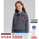ELLE KIDS童裝 學(xué)院風(fēng)愛(ài)心繡標(biāo)針織女童秋裝翻領(lǐng)毛衣/半身裙可選 灰色-上衣 165 (M)