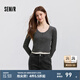 森馬（Semir）毛衣女短款假兩件正肩顯瘦2025春季新款緊身絞花毛衫慵懶氣質(zhì) 白灰色調(diào)00312 M 160/84A