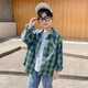 哈羅小黃鴨 HAL.DUCK兒童裝男童春裝襯衫2025新款春秋款炸街男孩中大童帥氣春季襯衣潮 綠色 長袖襯衫 110 3-4歲高95-105cm28-34斤