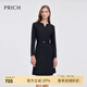 PRICH經(jīng)典時(shí)尚小V領(lǐng)魚尾連衣裙2025春季新款收腰長袖小黑裙女 19黑色 S 155