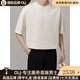 OLJ奢侈高檔品牌夏季重磅純色圓領短袖男士韓版正肩簡約百搭T恤男 杏色 M