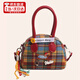 諄梧QC可愛(ài)手提斜跨包包女小方包腋下包高級感百搭單肩斜挎包撞色秋冬 格子ins包【小狗】無(wú)掛件