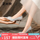 ZHR七夕高跟鞋女法式水晶婚鞋女細(xì)跟尖頭蝴蝶結(jié)單鞋女 BQ122銀色38